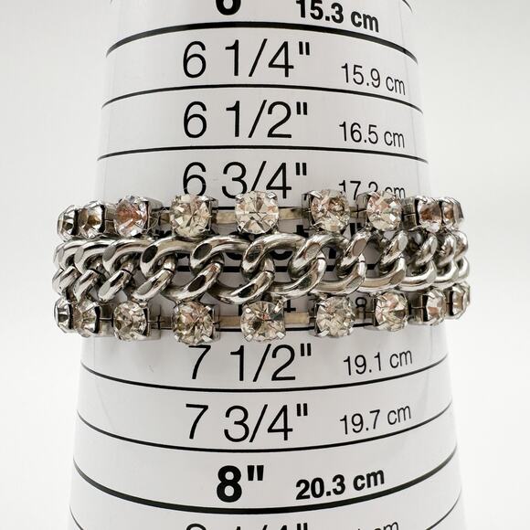 Vintage Rhinestone Tennis Bracelet Trio 1950s Glam Sparkle - Picture 6 of 13